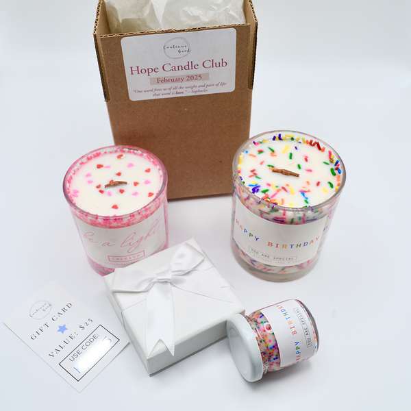 FREE Trial of Candle Club + $25 Gift Card + Happy Birthday Candle + Happy Birthday Sample - Candle of the Month Club Subscription ($75+ Value)