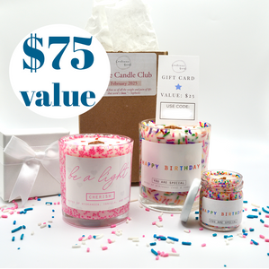 FREE Trial of Candle Club + $25 Gift Card + Happy Birthday Candle + Happy Birthday Sample - Candle of the Month Club Subscription ($75+ Value)